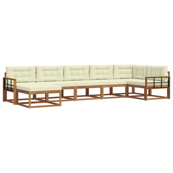 vidaXL &Uacute;ti s&oacute;fasett me&eth; p&uacute;&eth;i 7 pcs N&aacute;tt&uacute;rulegt og Krem