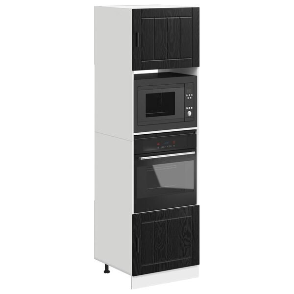 vidaXL Eldh&uacute;s sk&aacute;pur Svartur Eik 60 x 57 x 207 cm Samsettur vi&eth;ur