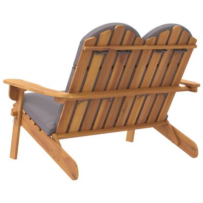 vidaXL Adirondack Garðbekkur með Púðum 126 cm Gegnheill Akasíuviður