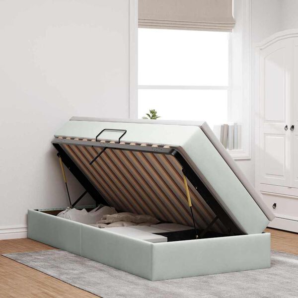 vidaXL R&uacute;m me&eth; geymslur&yacute;mi og d&yacute;nu Lj&oacute;sgr&aacute;r 90 x 190 cm Flauel