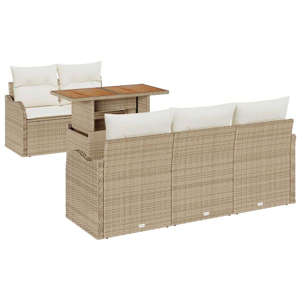 vidaXL Gar&eth;s&oacute;fa sett me&eth; geymslu 6 pcs Drapplita&eth;ur Poly rattan