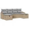 vidaXL Gar&eth;s&oacute;fa sett me&eth; p&uacute;&eth;i 6 pcs Drapplita&eth;ur Poly rattan