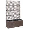 vidaXL Upph&aelig;kka&eth;ur Bl&oacute;makassi me&eth; Rimlager&eth;i og 3 Pottum 83x30x130 cm P&oacute;l&yacute;rattan Br&uacute;nn