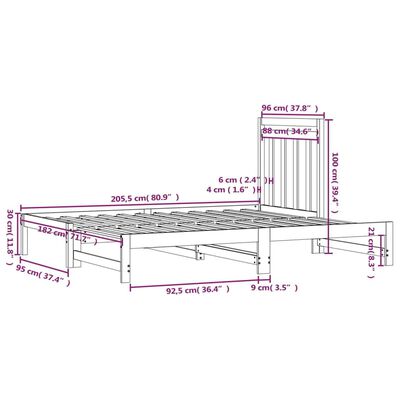 vidaXL Útdraganlegur Svefnsófi án Dýnu Svart 2x(90x200)cm