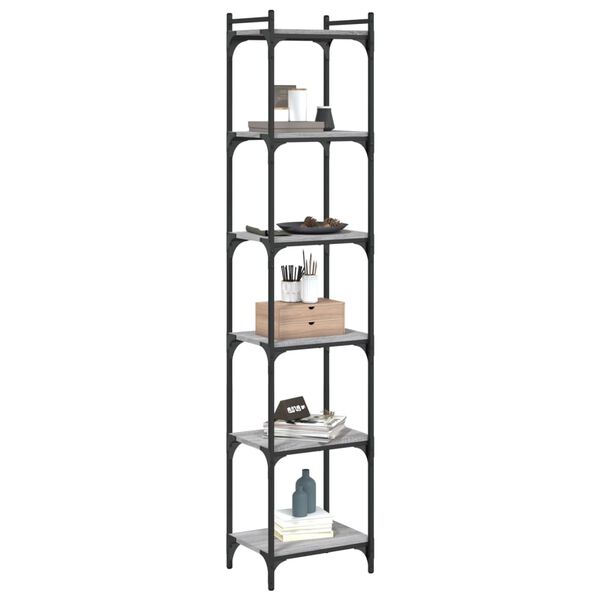 vidaXL B&oacute;kahilla 6 Hillum Gr&aacute;r Sonoma 40x30x188 cm Samsettur Vi&eth;ur