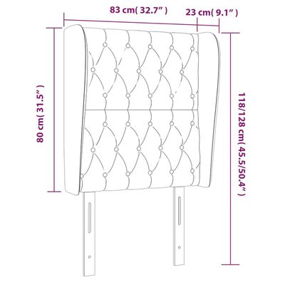 vidaXL Höfðagafl með Eyrum 83x23x118/128 cm Svart Efni