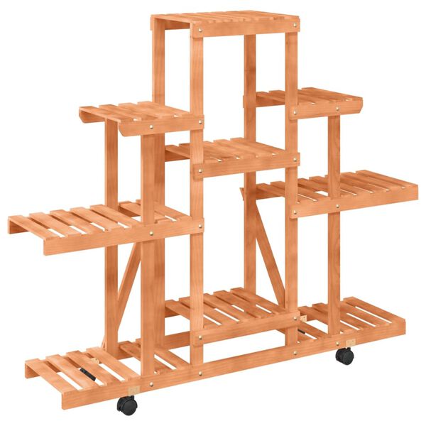 vidaXL Blómastandur með Hjólum 110x25x101 cm Gegnheill Þinur