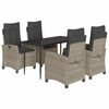 vidaXL 5 Parta Gar&eth;bor&eth;stofusett me&eth; Sessum Lj&oacute;sgr&aacute;tt P&oacute;l&yacute;rattan