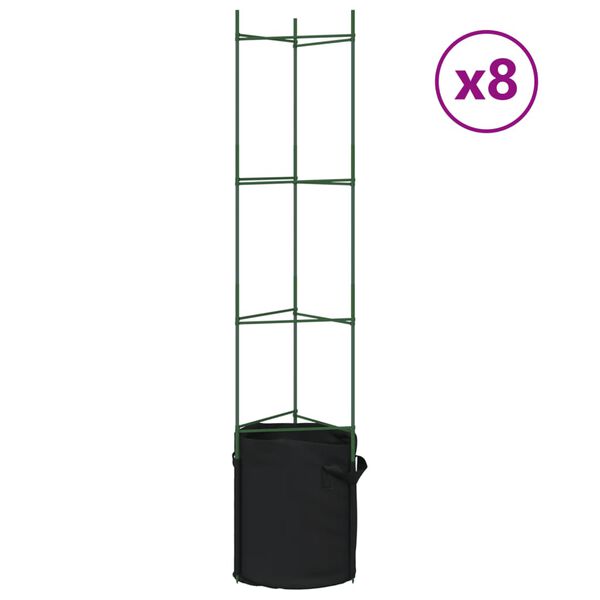 vidaXL Tómatagrindur með Plöntupoka 8 stk. 154 cm Stál og PP
