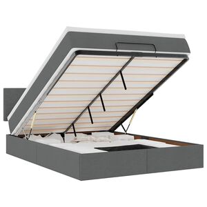 vidaXL Ottoman r&uacute;m me&eth; d&yacute;nu & LED d&ouml;kkgr&aacute;um 140x190 cm Efni