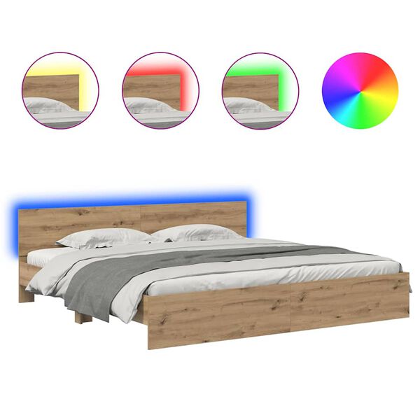 vidaXL Ramsv&iacute;k me&eth; h&ouml;fu&eth;gafl Artisan Eik 180 x 200 cm Samsettur vi&eth;ur