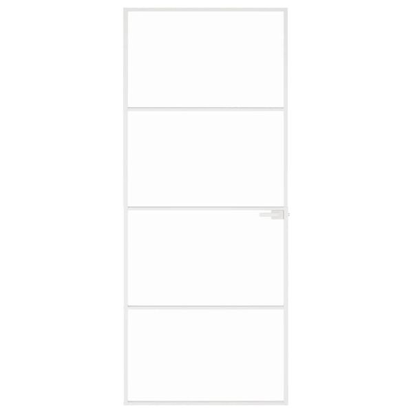 vidaXL Innihurð Þunn Hvít 83x201,5 cm Hert Gler og Ál