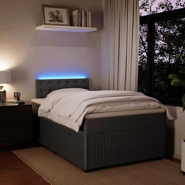 vidaXL H&oacute;lfa&eth; Springr&uacute;m me&eth; D&yacute;nu D&ouml;kkgr&aacute;tt 120x190 cm Flauel