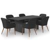 vidaXL 7 Parta Gar&eth;bor&eth;stofusett P&oacute;l&yacute;rattan Svart