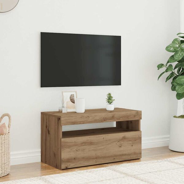 vidaXL sj&oacute;nvarpssk&aacute;pur me&eth; LED lj&oacute;sum Artisan Oak 75x35x40 cm