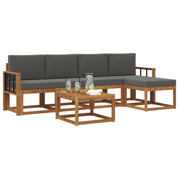 vidaXL &Uacute;ti s&oacute;fasett 6 pcs N&aacute;tt&uacute;rulegt og Antrac&iacute;t Hrein akas&iacute;utr&eacute;