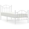vidaXL R&uacute;mgrind &uacute;r M&aacute;lmi me&eth; H&ouml;fu&eth;gafli & F&oacute;tagafli Hv&iacute;t 75x190 cm