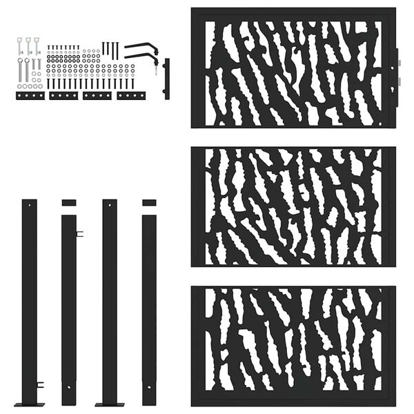 vidaXL Garðhlið svart 100x150 cm stálsniðshönnun