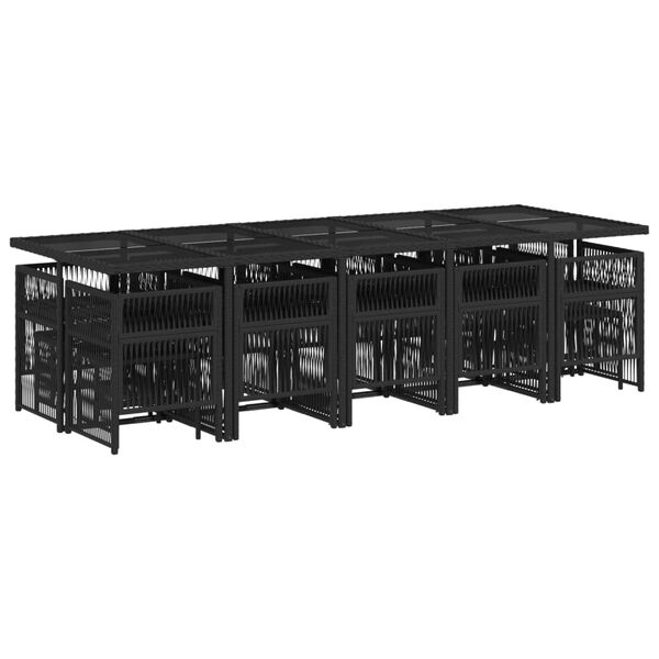vidaXL 15 Hluta Gar&eth;bor&eth;stofusett me&eth; Sessum Svart P&oacute;l&yacute;rattan