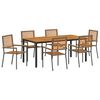 vidaXL Gar&eth;ur bor&eth;sett 7 pcs Gr&aacute;r og br&uacute;nn p&oacute;l&yacute;rattan