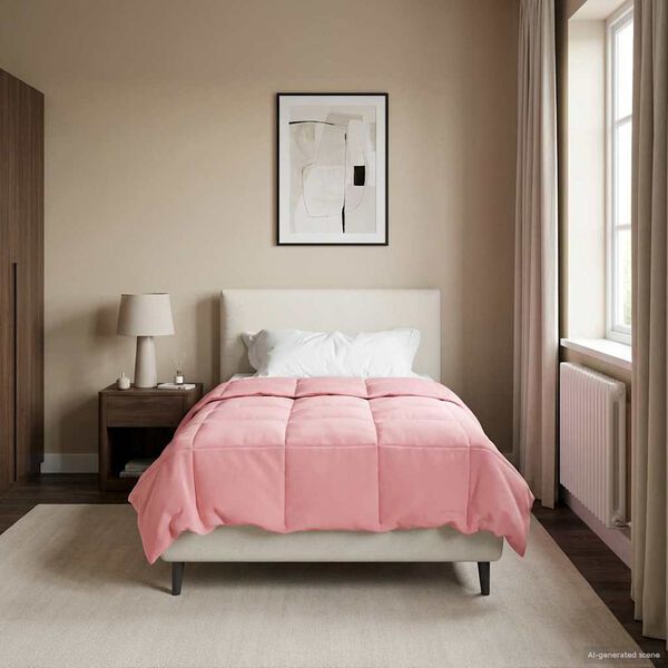 vidaXL Full &aacute;rs d&yacute;na S&iacute;&eth;la&eth; Bleikur 155 x 220 cm M&iacute;kr&oacute;f&iacute;ber