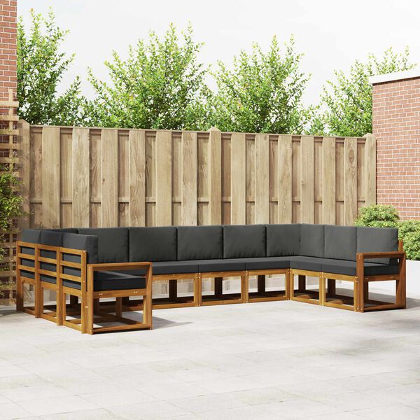 vidaXL &Uacute;ti s&oacute;fasett me&eth; p&uacute;&eth;i 10 pcs N&aacute;tt&uacute;rulegt og Antrac&iacute;t