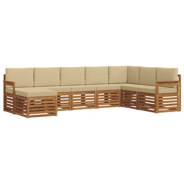 vidaXL S&oacute;fasett me&eth; p&uacute;&eth;i 8 pcs N&aacute;tt&uacute;rulegt og B&eacute;ig Hrein akas&iacute;utr&eacute;