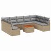 vidaXL Gar&eth;s&oacute;fa sett me&eth; geymslu 10 pcs Beige og lj&oacute;sgr&aacute;r p&oacute;l&yacute;rattan