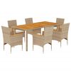 vidaXL 7 Hluta Gar&eth;bor&eth;sett me&eth; Sessum Drappa&eth; P&oacute;l&yacute;rattan/Akas&iacute;uvi&eth;ur