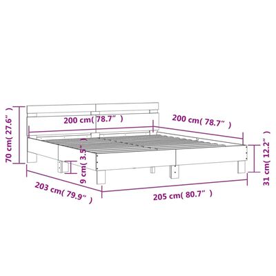 vidaXL Rúmgrind án Dýnu Svört 200x200 cm