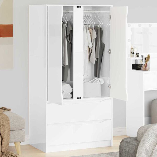 vidaXL Cabinet me&eth; hur&eth; H&aacute;glans Hv&iacute;t 79,5 x 49 x 156 cm Verkefnavi&eth;ur
