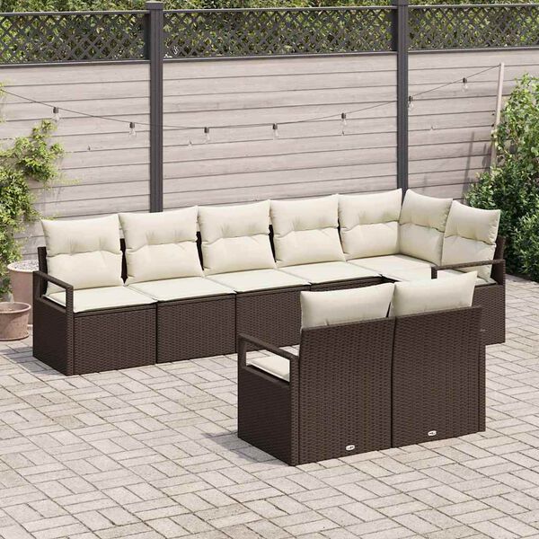 vidaXL Sófasett 8 pcs Brúnn pólýrattan