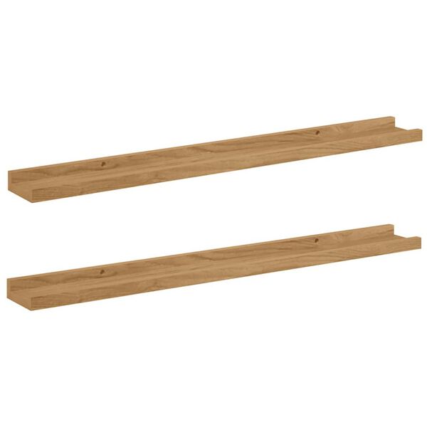 vidaXL Vegghylla me&eth; hillu 2 pcs Br&uacute;nn 80 x 9 x 3 cm Samsettur vi&eth;ur