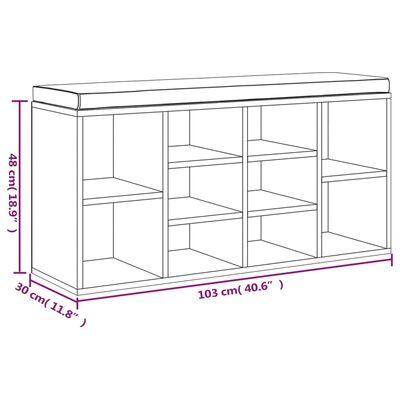 vidaXL Skóbekkur Brún Eik 103x30x48 cm Samsettur Viður