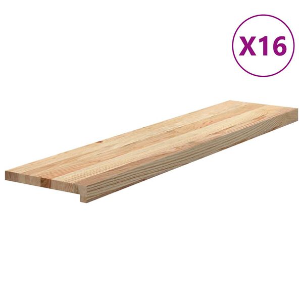vidaXL stigagangur 16 stk &Oacute;me&eth;h&ouml;ndlu&eth; 110x30x2 cm gegnheil vi&eth;ar eik