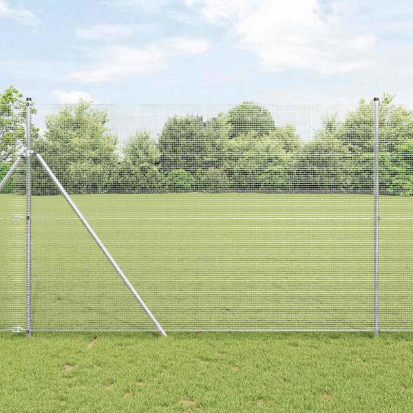 vidaXL Gir&eth;ingarp&oacute;stur Silfur 10 x 1,5 m (12 x 12 mm net) St&aacute;l