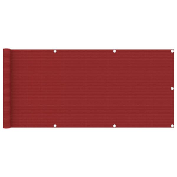 vidaXL Skilr&uacute;m &aacute; Svalir Rautt 75x400 cm HDPE