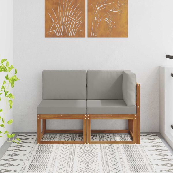 vidaXL &Uacute;tistrokkur mi&eth;- og hornsofa me&eth; p&uacute;&eth;i 2 Stykki Hrein akas&iacute;utr&eacute;