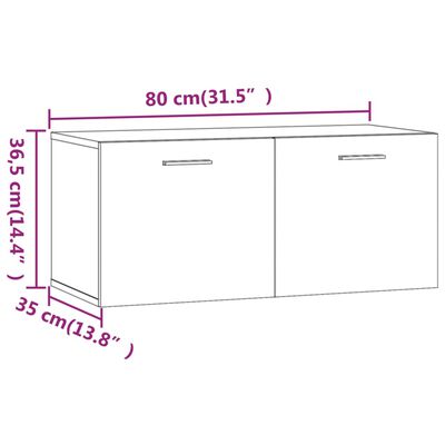 vidaXL Veggskápur Háglans Hvítur 80x35x36,5 cm Samsettur Viður