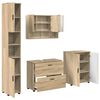 vidaXL Ba&eth;herbergismublasett 4 pcs Sonoma Eik Sni&eth;in vi&eth;ur og m&aacute;lmur