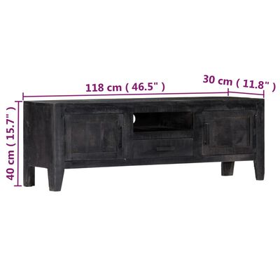 247985 vidaXL TV Cabinet Black 118x30x40 cm Solid Mango Wood