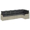 vidaXL Gar&eth;s&oacute;fa sett me&eth; geymslu 6 pcs Lj&oacute;sgr&aacute;r p&oacute;l&yacute;rattan
