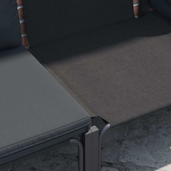 vidaXL Garðsófa sett með púði 7 pcs Svartur Stál