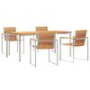 vidaXL Gar&eth;ur bor&eth;sett 5 pcs Br&uacute;nn Solid teak vi&eth;ur