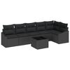 vidaXL S&oacute;fasett me&eth; p&uacute;&eth;i 7 pcs Svartur p&oacute;l&yacute;rattan