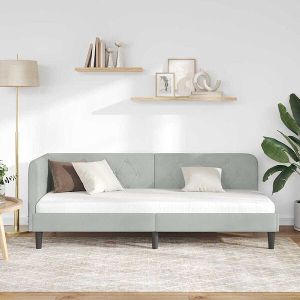 vidaXL Hornrúm ramma með höfuðgafl Ljósgrár 80 x 200 cm Flauel