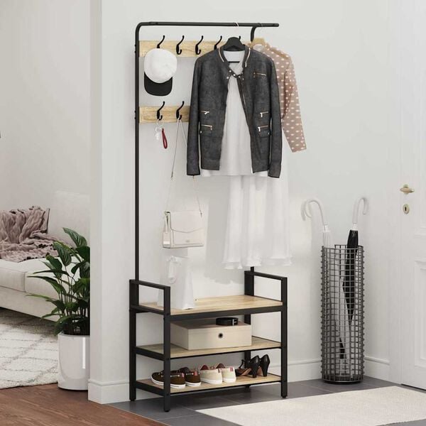 vidaXL Fatahengi Sonoma eikarlitur 75 x 34 x 184 cm Samsettur viður