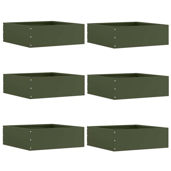 vidaXL Gar&eth;ja&eth;ar 6 pcs Ol&iacute;fugr&aelig;nn 40 x 40 x 13 cm St&aacute;l