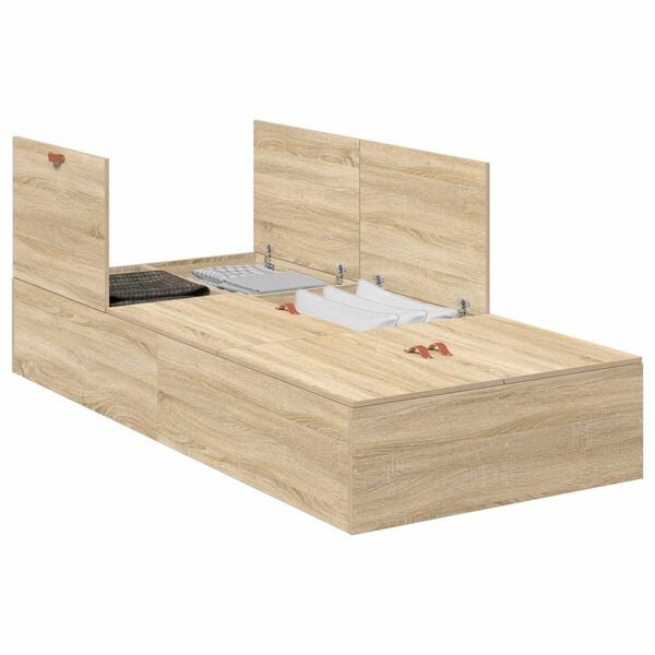 vidaXL R&uacute;mgrind me&eth; geymslur&yacute;mi me&eth; geymslu Sonoma Eik 100 x 200 cm