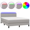 vidaXL H&oacute;lfa&eth; Springr&uacute;m me&eth; D&yacute;nu&LED Lj&oacute;sgr&aacute;tt 140x190 cm Tauefni